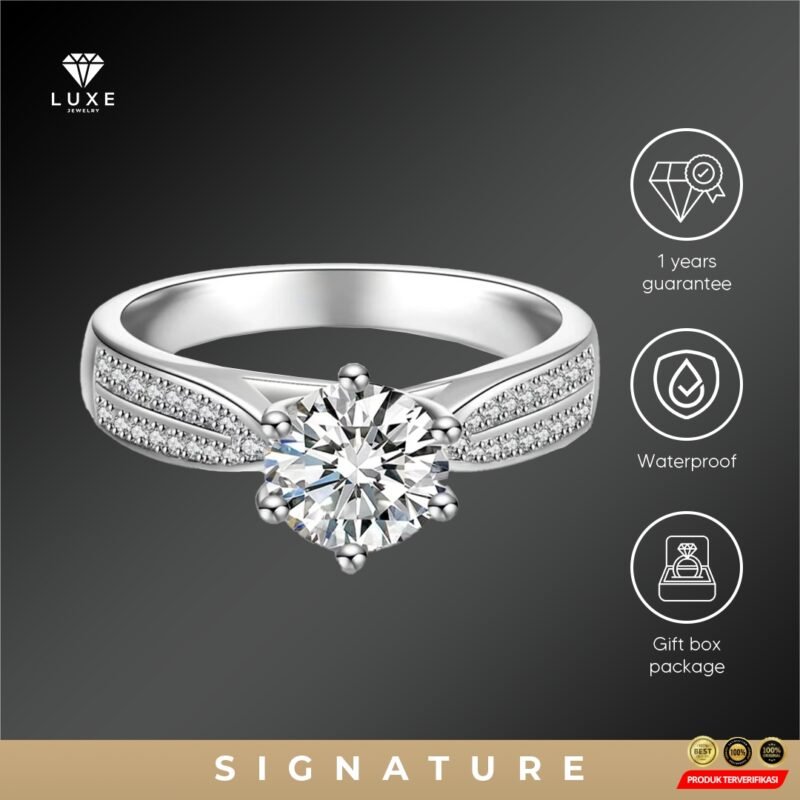 LUXE JEWELRY Cincin Wanita Lamaran Adjustable Ring Swarovski Zirconia [MRH2] - Image 3