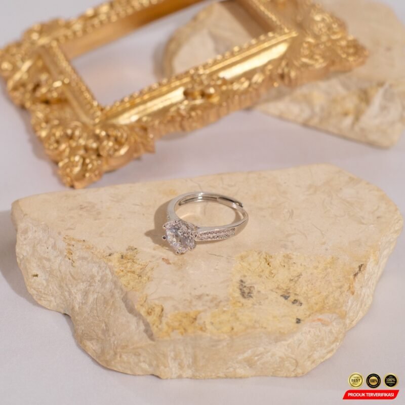 LUXE JEWELRY Cincin Wanita Lamaran Adjustable Ring Swarovski Zirconia [MRH2] - Image 5