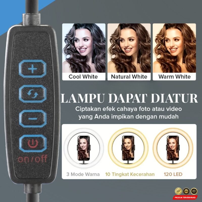 TaffSTUDIO Lampu Ring Light LED 3in1 Color Phone Holder 25.4cm 10W - [MRH1] - Image 5