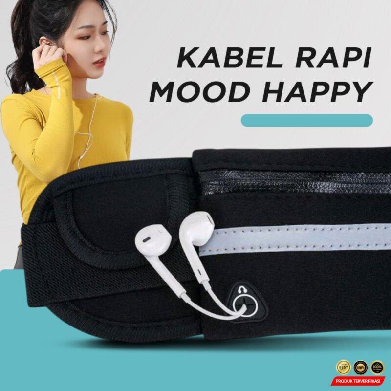 Doolland Tas Pinggang Olahraga Lari Waterproof Running Waist Bag - Black [MRH2] - Image 5
