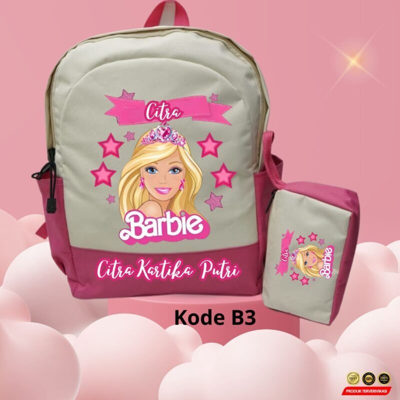 TAS BACKPACK SEKOLAH ANAK TK/SD SPECIAL SERIE BARBIE DAN GRATIS SABLON NAMA ( B1 - B5 )- [MRH1] - Image 4