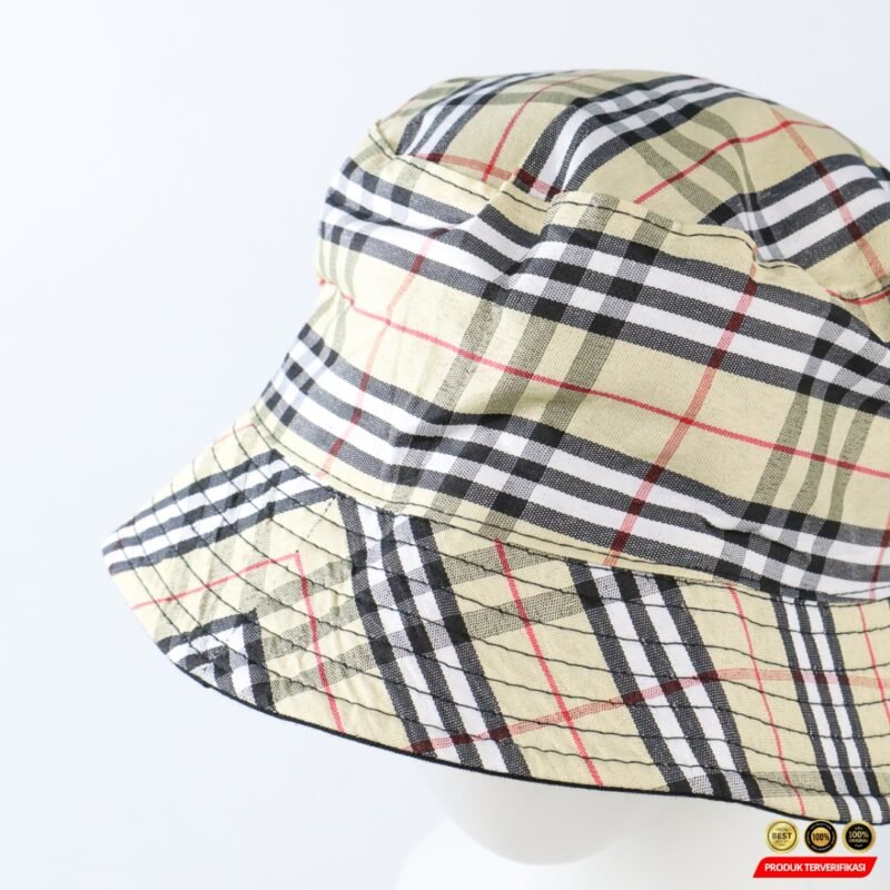 Sparsil Topi Bucket Hat Motif Tartan Bolak Balik Katun Poliester [MRH2] - Image 4