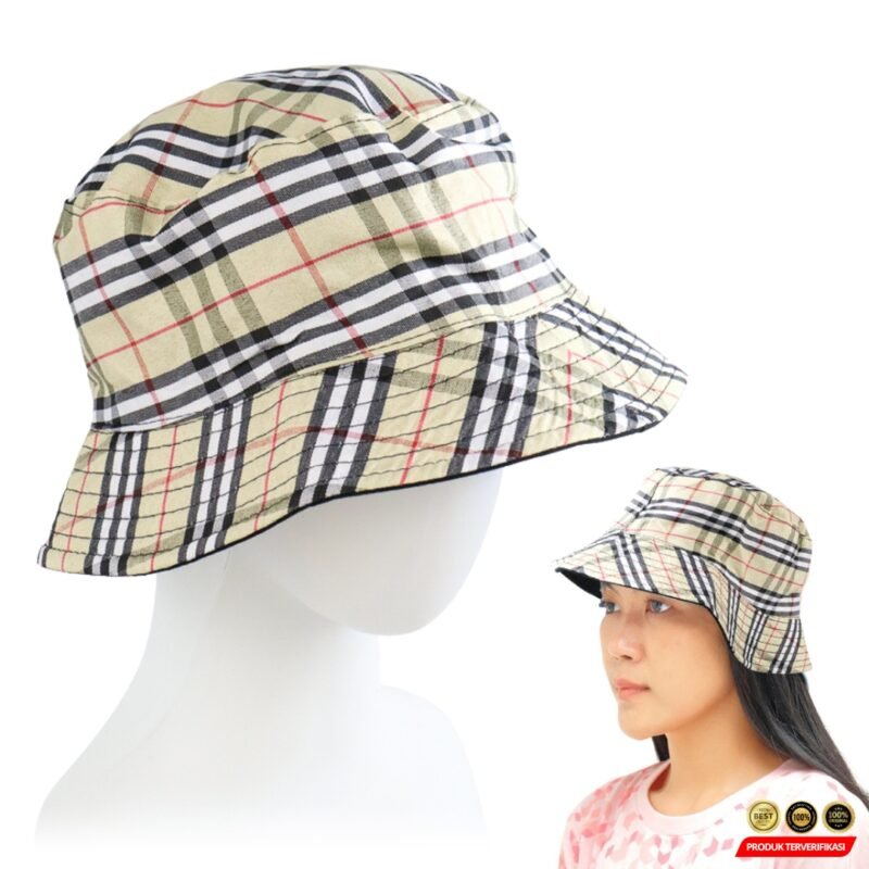 Sparsil Topi Bucket Hat Motif Tartan Bolak Balik Katun Poliester [MRH2] - Image 7