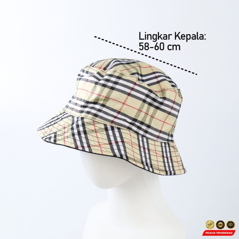 Sparsil Topi Bucket Hat Motif Tartan Bolak Balik Katun Poliester [MRH2] - Image 8