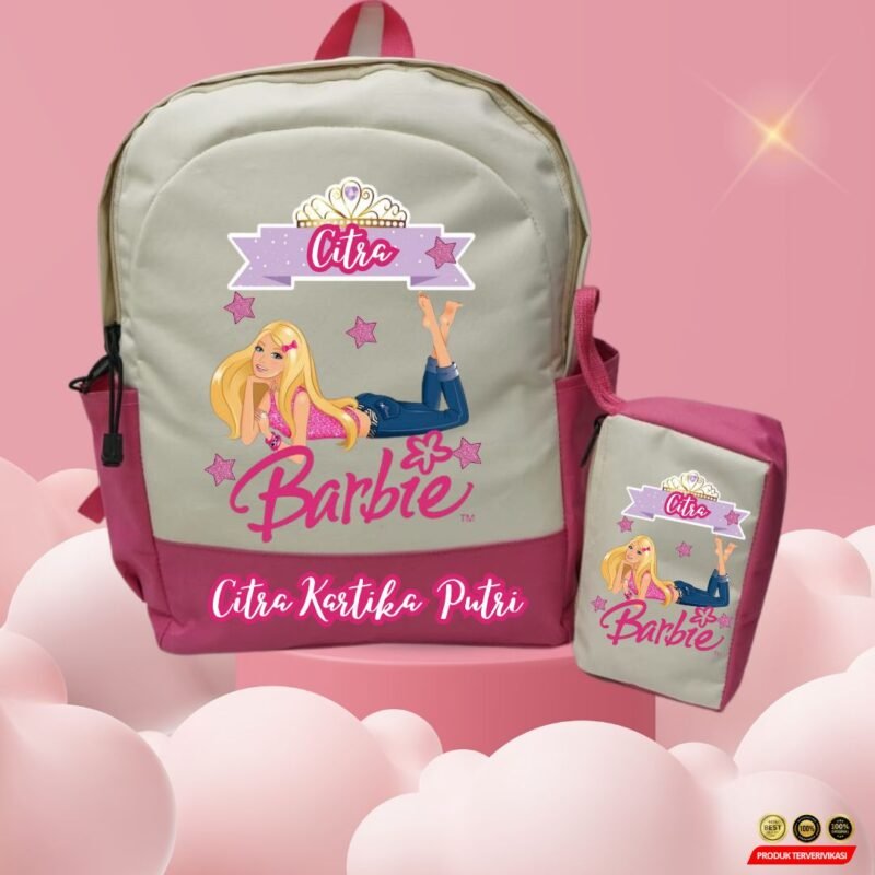 TAS BACKPACK SEKOLAH ANAK TK/SD SPECIAL SERIE BARBIE DAN GRATIS SABLON NAMA ( B1 - B5 )- [MRH1] - Image 5
