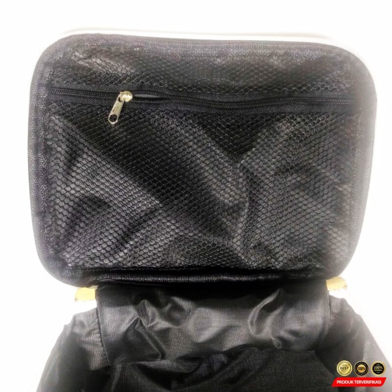 Tas Make Up Besar Korean Travel Organizer Storage Bag Tweed 22cm - Gambar 4