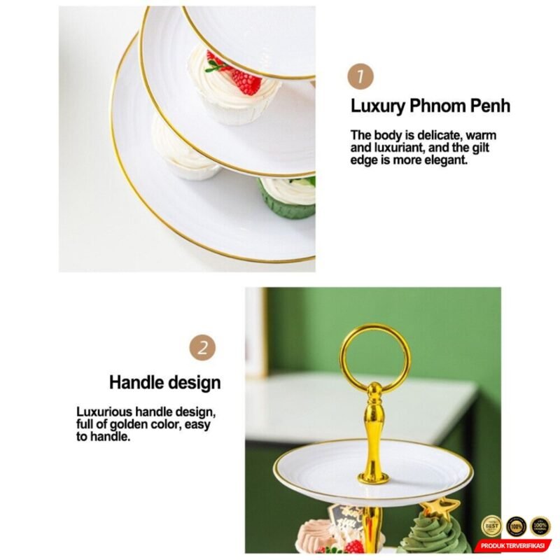 Rak Kue Susun 3 Tingkat Detachable Plate Cake Stand Display - Image 4