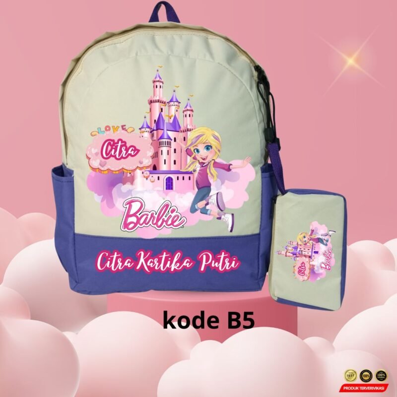 TAS BACKPACK SEKOLAH ANAK TK/SD SPECIAL SERIE BARBIE DAN GRATIS SABLON NAMA ( B1 - B5 )- [MRH1] - Image 6