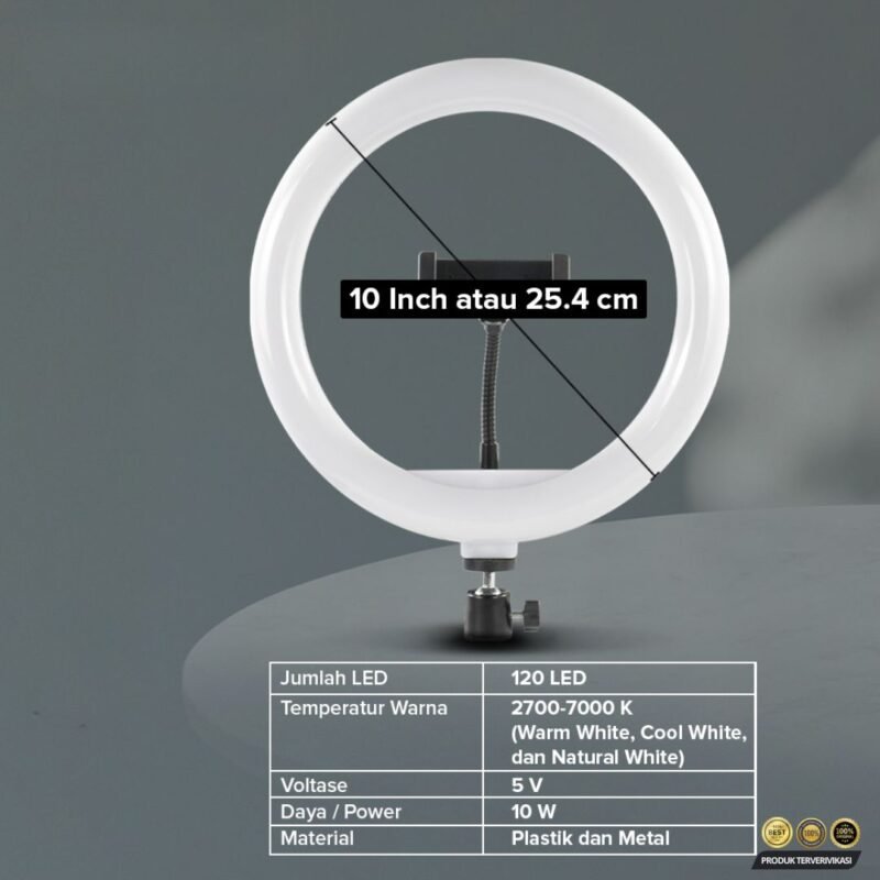 TaffSTUDIO Lampu Ring Light LED 3in1 Color Phone Holder 25.4cm 10W - [MRH1] - Image 7