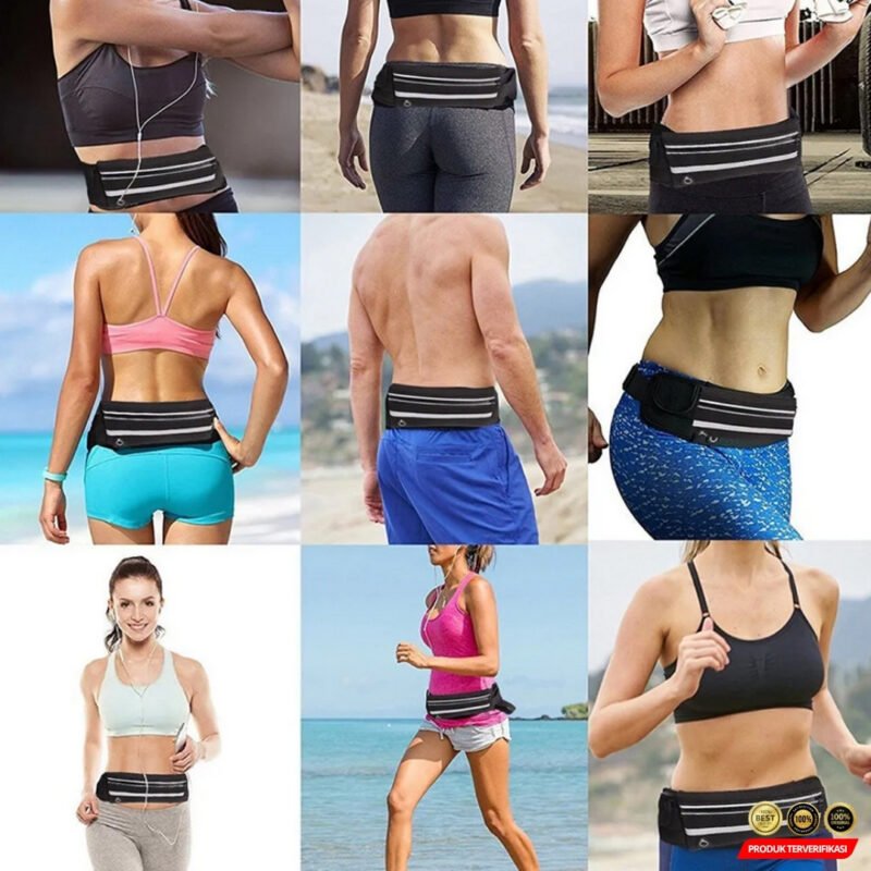 Doolland Tas Pinggang Olahraga Lari Waterproof Running Waist Bag - Black [MRH2] - Image 8
