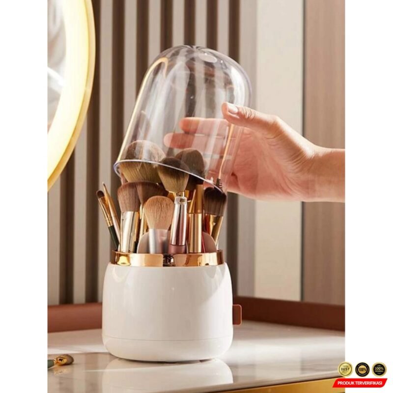 Life Tempat Kuas Make Up Brush Storage Rotating Bucket Dustproof - Image 3