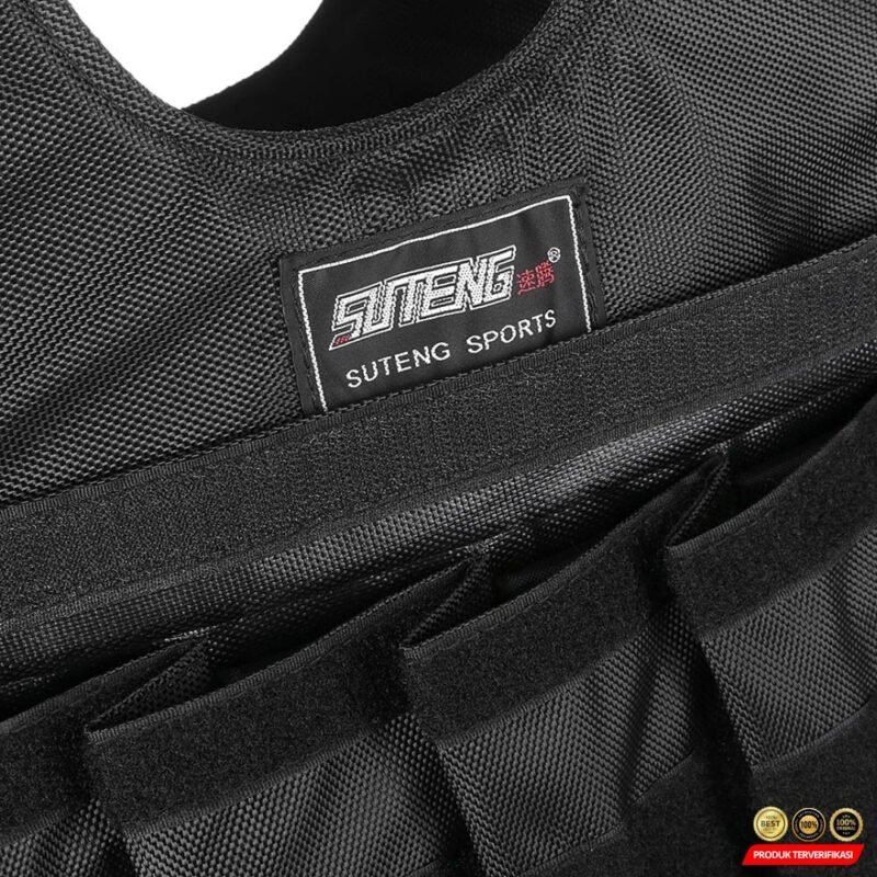 Rompi Pemberat Latihan Lari Weighted Vest Beban 20kg - Black - Image 6