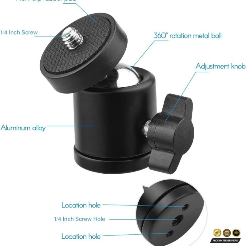 TaffSTUDIO Mini Ball Head Tripod Kamera DSLR 360 Swivel 1/4 Inch - [MRH1] - Image 9