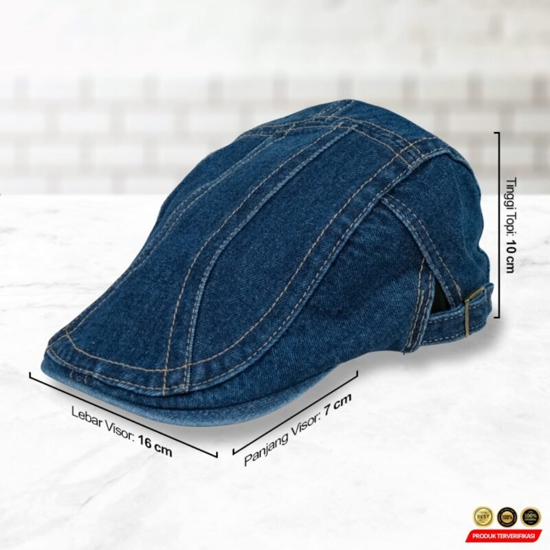 JAM Topi Pet Painter Hat Flat Cap Jeans Retro Katun - [MRH2] - Image 7