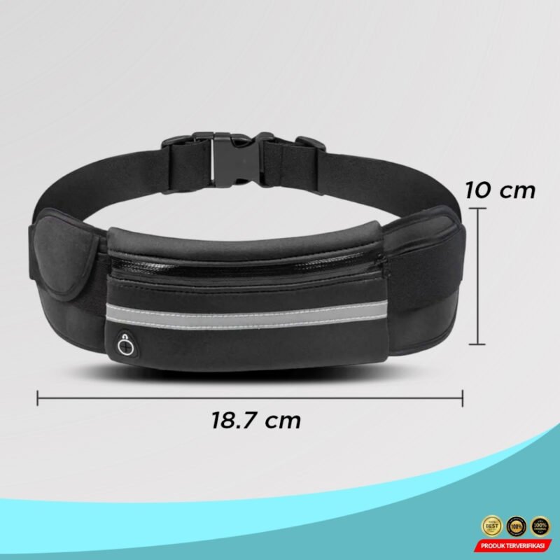 Doolland Tas Pinggang Olahraga Lari Waterproof Running Waist Bag - Black [MRH2] - Image 9