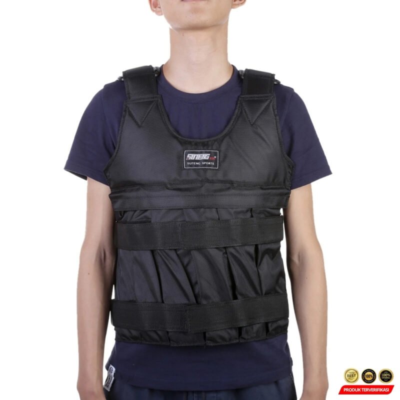 Rompi Pemberat Latihan Lari Weighted Vest Beban 20kg - Black - Image 8