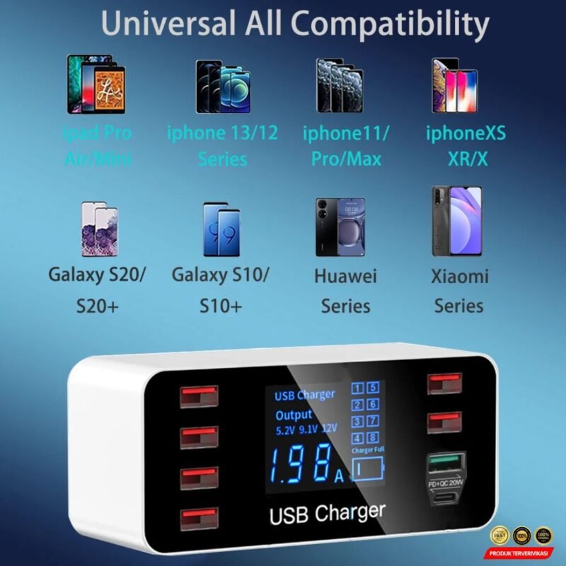USB Hub Type C 8 Port USB PD Quick Charging Smart Display 40W - Image 10