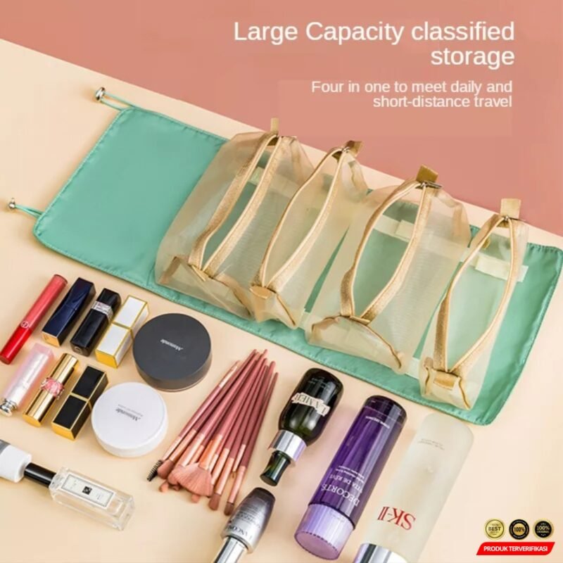 Tas Make Up 4in1 Roll Portable Organizer Make Up Pouch - Gambar 5