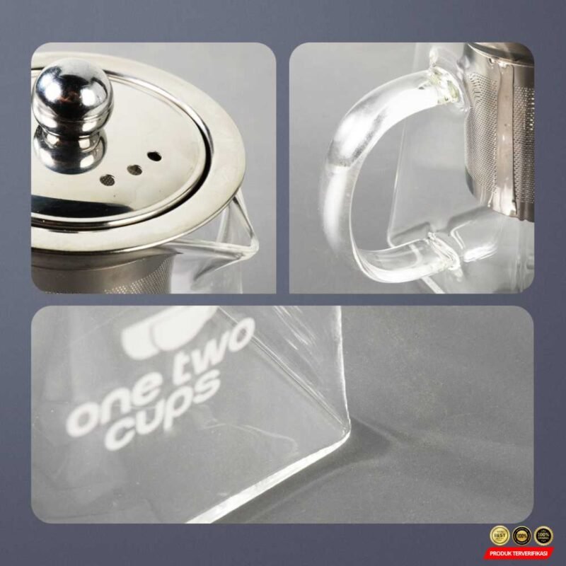 One Two Cups Teko Kaca Saringan Tahan Panas Api Infuser Teapot 500ml - [MRH2] - Image 3