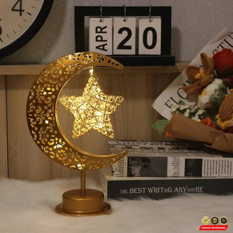 Lampu Meja Hias LED Bulan Bintang Decorative Lamp Warm - [MRH1] - Image 4