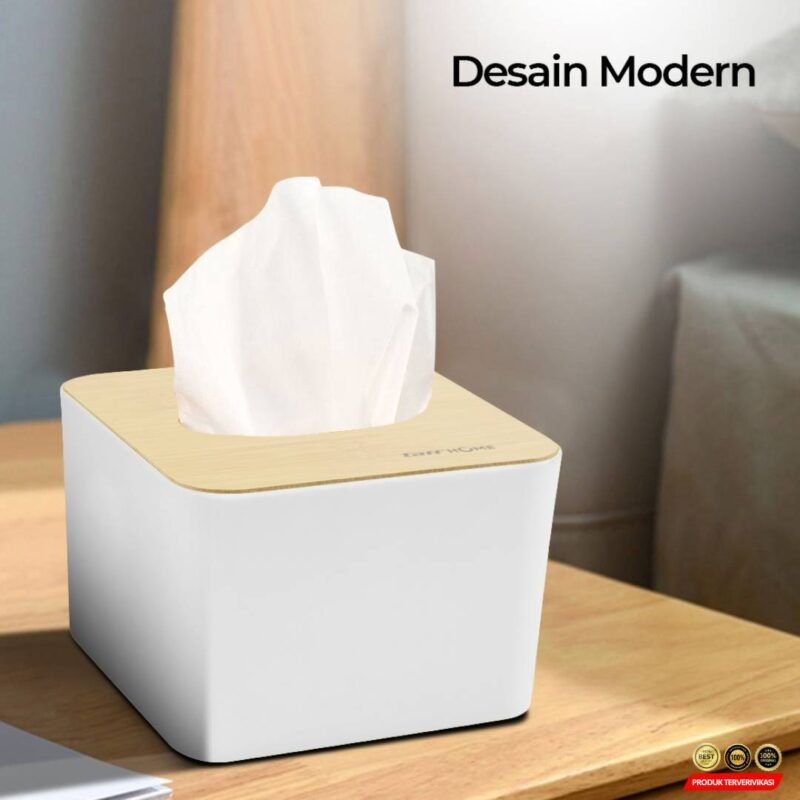 Kotak Tisu Kayu Multifungsi Wooden Tissue Box 12.5x12.5x8.5cm - Gambar 3