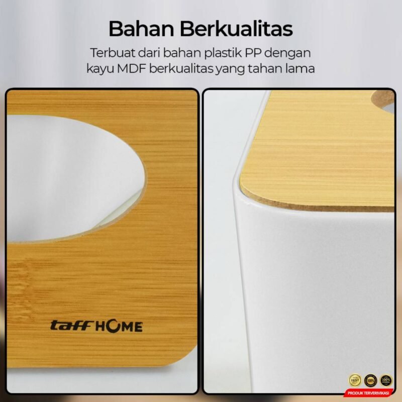 Kotak Tisu Kayu Multifungsi Wooden Tissue Box 12.5x12.5x8.5cm - Gambar 4