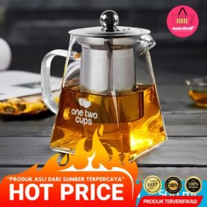 One Two Cups Teko Kaca Saringan Tahan Panas Api Infuser Teapot 500ml - [MRH2]