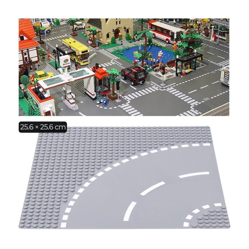 Base Plate Jalan Raya LEGO Building Blocks Road 25.6x25.6cm T Road