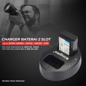 Charger Baterai 2 Slot Sony A5000 A5100 A6000 A7R