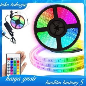 Lampu led strip RGB 5 meter komplit set adaptor remote