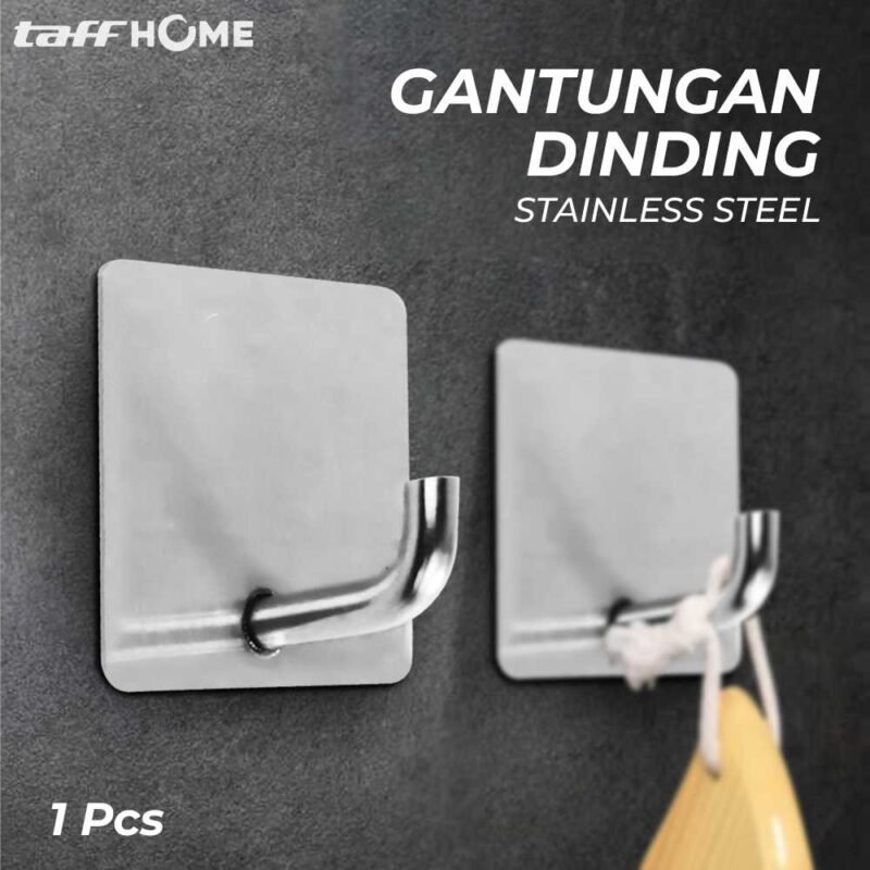 TaffHOME Gantungan Dinding Adhesive Wall Hook Stainless Steel