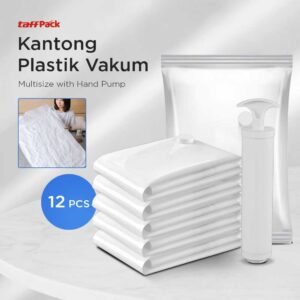 TaffPACK Kantong Plastik Vakum Pakaian Multisize 12 PCS Hand Pump