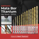 Taffware Mata Bor Power Drill Steel Titanium Hex Shank 13 PCS