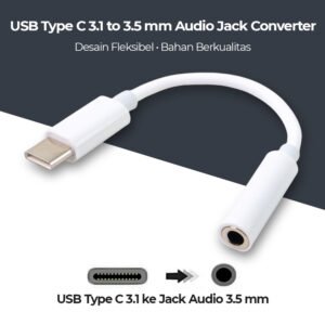 USB Type C 3.1 to 3.5mm Audio Jack Converter 10.5cm