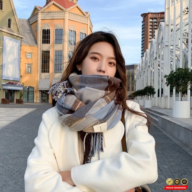 Syal Scarf Wool Fashion Winter Musim Dingin - Gambar 4