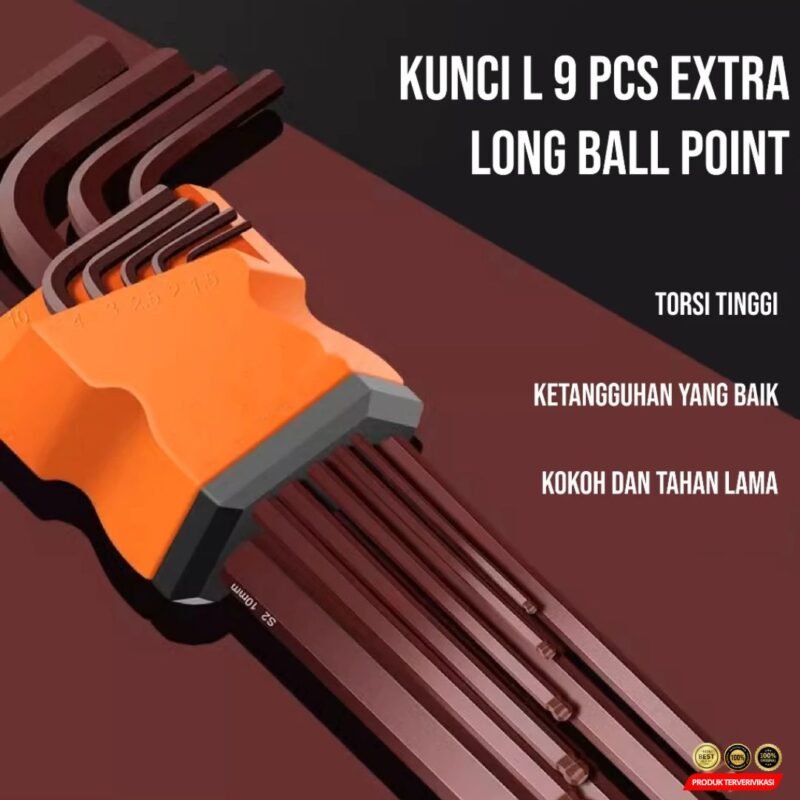 Kunci L Set CUTA 9 Pcs | Ball Point Torx Bintang Panjang S2 Steel - Image 12