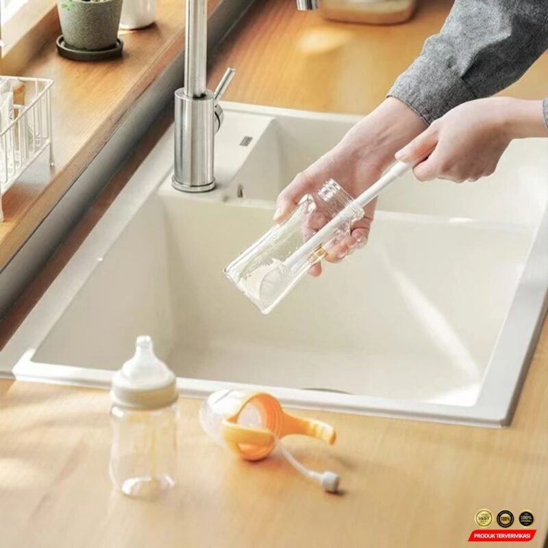 Sikat Silikon Botol Lipat Kepala Lembut & Pegangan Panjang