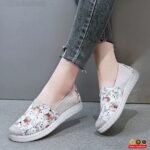 Slip On Wanita Motif Bunga Daun Stylish 