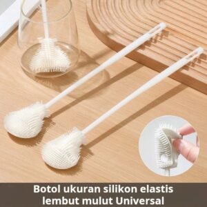 Sikat Silikon Botol Lipat Kepala Lembut & Pegangan Panjang
