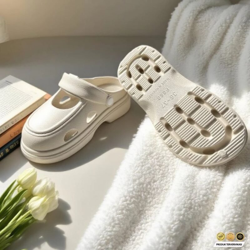 Sandal Wanita, Pakai Luar Musim Panas, Sandal Mary Jane dengan Lubang, Versatil Anti Licin