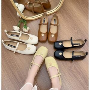 Mary Jane Retro Prancis Loafer Mules Wanita