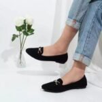 Sepatu Flatshoes Simpel Wanita Hitam Beludru Anti Slip VR1002 Vara Khalisa