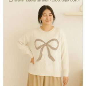 Sweater Rajut Wanita Motif Vita Lengan Panjang Oversize Kekinian & Hangat