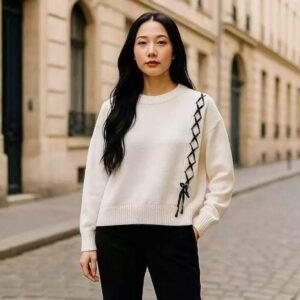 Sweater Rajut Wanita Motif Tali Kur Korean Style Knitwear Premium Oversize Bila Blouse