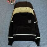 Blouse Sweater Rajut Stripe Salur Simple Wanita Korea