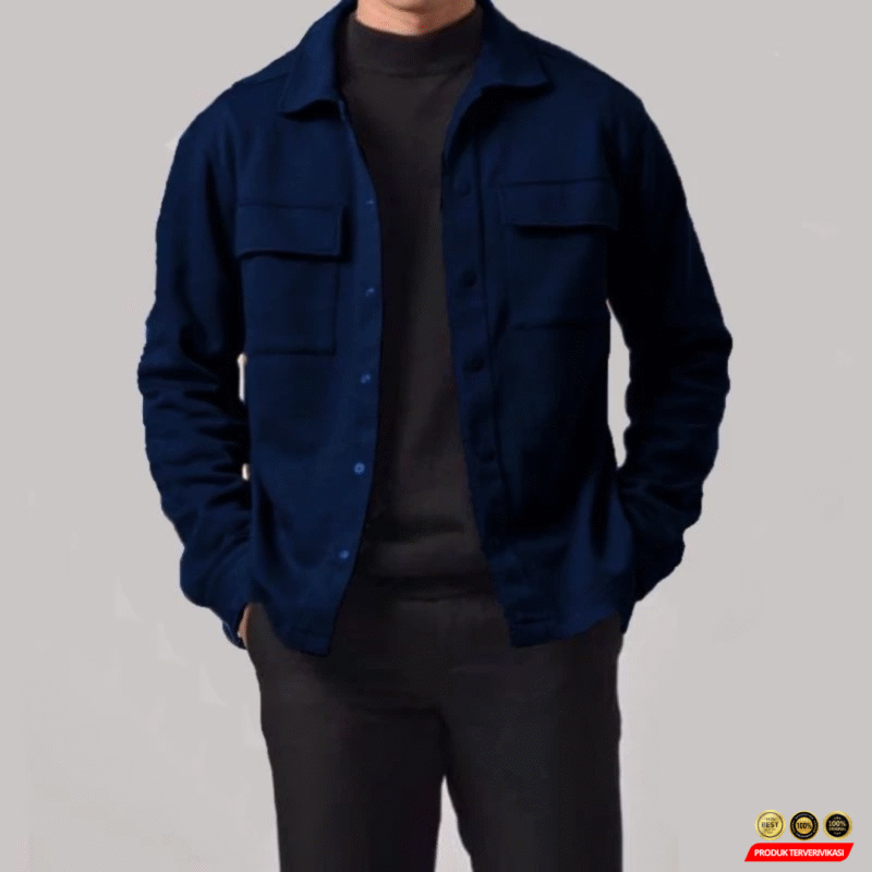 Jaket Fleece Tebal Fashion Pria Trucker Semi Parka - Gambar 6