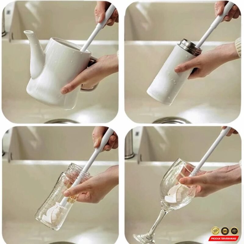 Sikat Silikon Botol Lipat Kepala Lembut & Pegangan Panjang