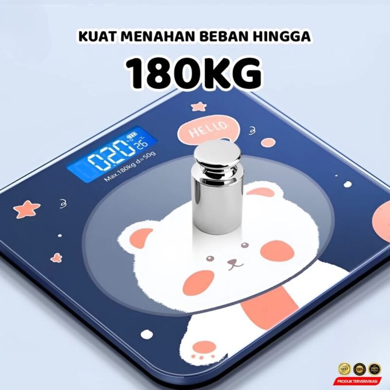 Timbangan Badan Digital 26x26 cm Kaca Tempered Karakter Kartun - Image 2