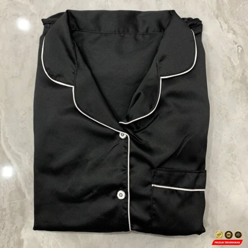 Baju Tidur Wanita Piyama Setelan Satin CP Celana Panjang Polos AVERU - Gambar 2