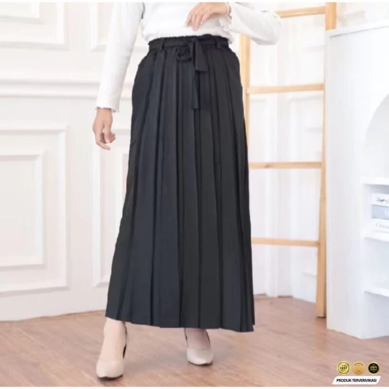 Rok Plisket Wanita Bahan Semiwoll